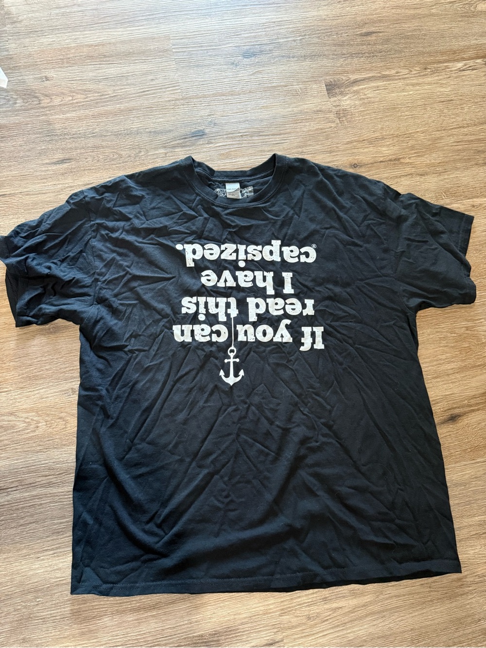 Black Graphic Crewneck boaters T‑Shirt
